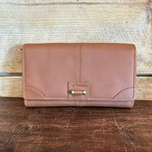 Le Tanneur Paris Leather Continental Brown - Tan Wallet w/ Removable Card Holder